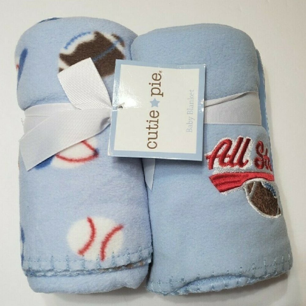 Sports Baby Blankets by Cutie Pie bundle of 2 twins
